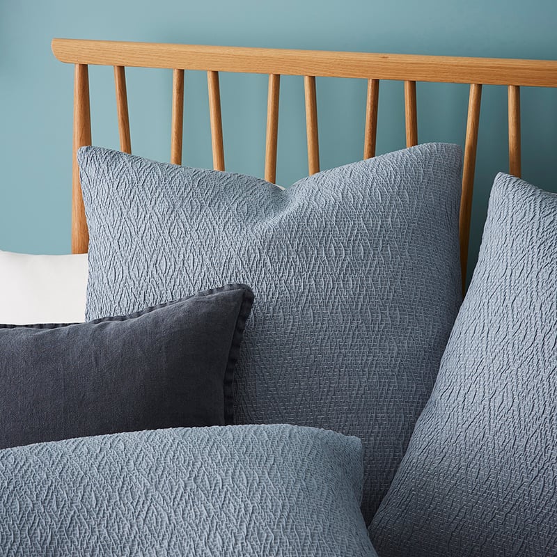 Harlow Quilt Cover Set in Steel Blue