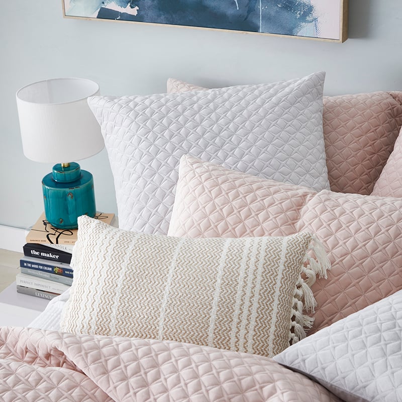 Duke Quilted Velvet Quilt Cover Dusty Pink