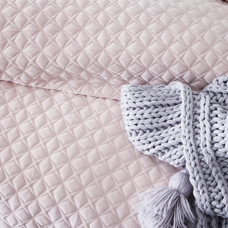 Duke Quilted Velvet Quilt Cover Dusty Pink
