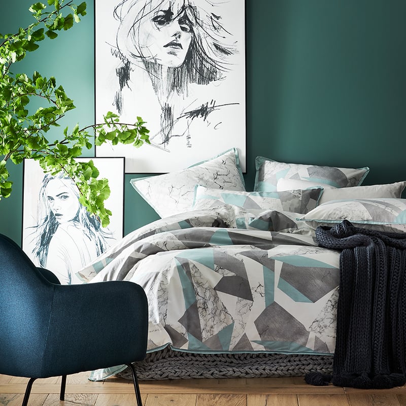 Calcutta Sage Marble Print Quilt Cover Set