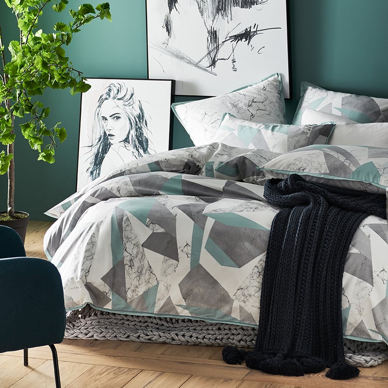 Calcutta Sage Marble Print Quilt Cover Set