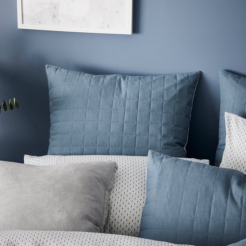 Geo Flannelette Quilted Quilt Cover Set Blue