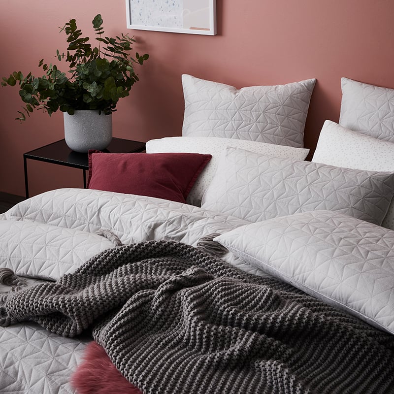 Fleck Flannelette Quilted Quilt Cover Set Silver