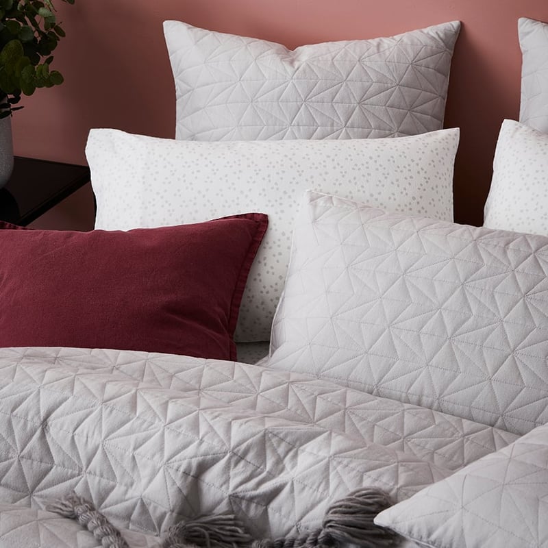 Fleck Flannelette Quilted Quilt Cover Set Silver