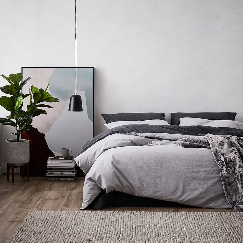Super Soft Brushed Flannelette Quilt Cover Silver & Charcoal
