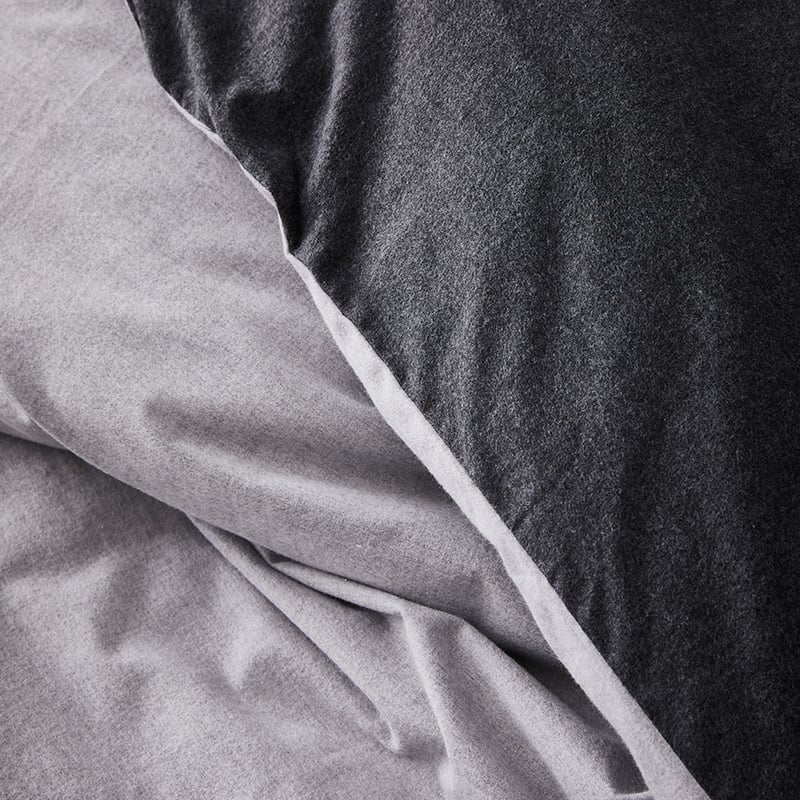 Super Soft Brushed Flannelette Quilt Cover Silver & Charcoal