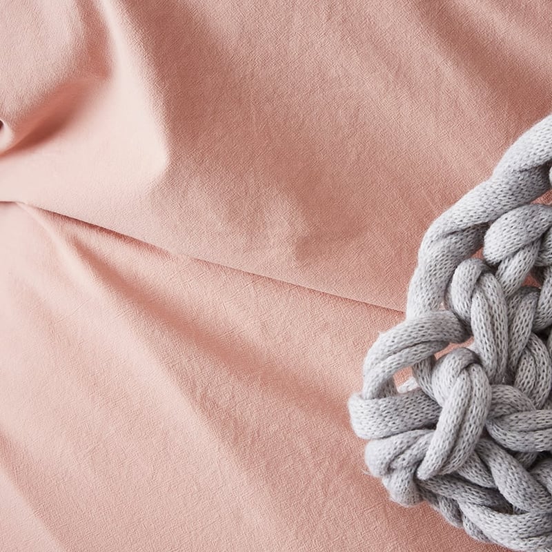 Stonewashed Tassel Cotton Quilt Cover Dusty Pink