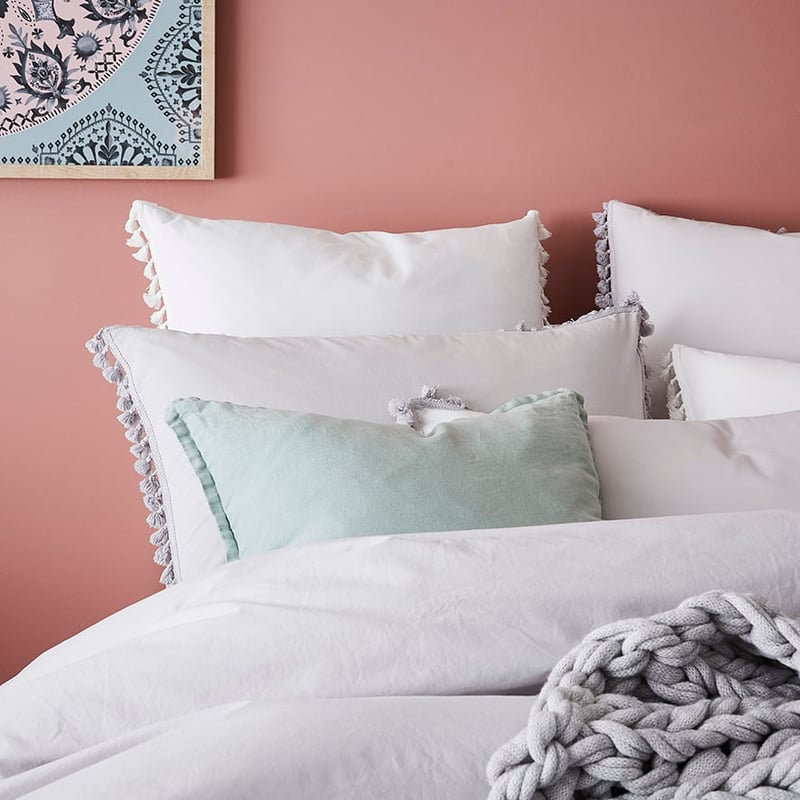 Stonewashed Tassel Cotton Quilt Cover Silver