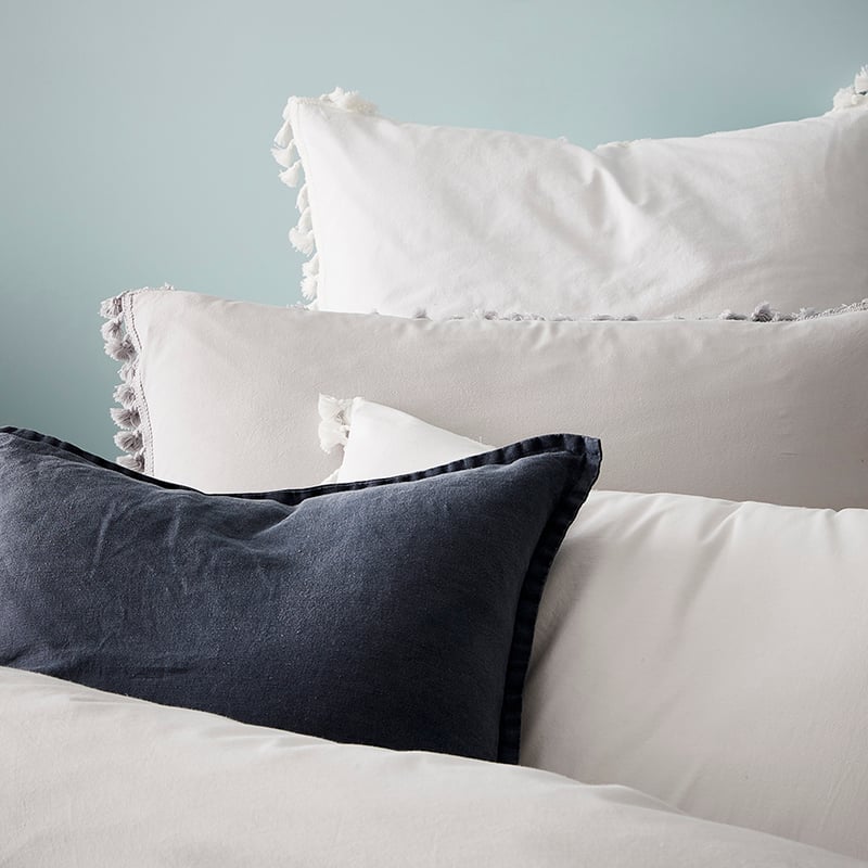 Stonewashed Tassel Cotton Quilt Cover White