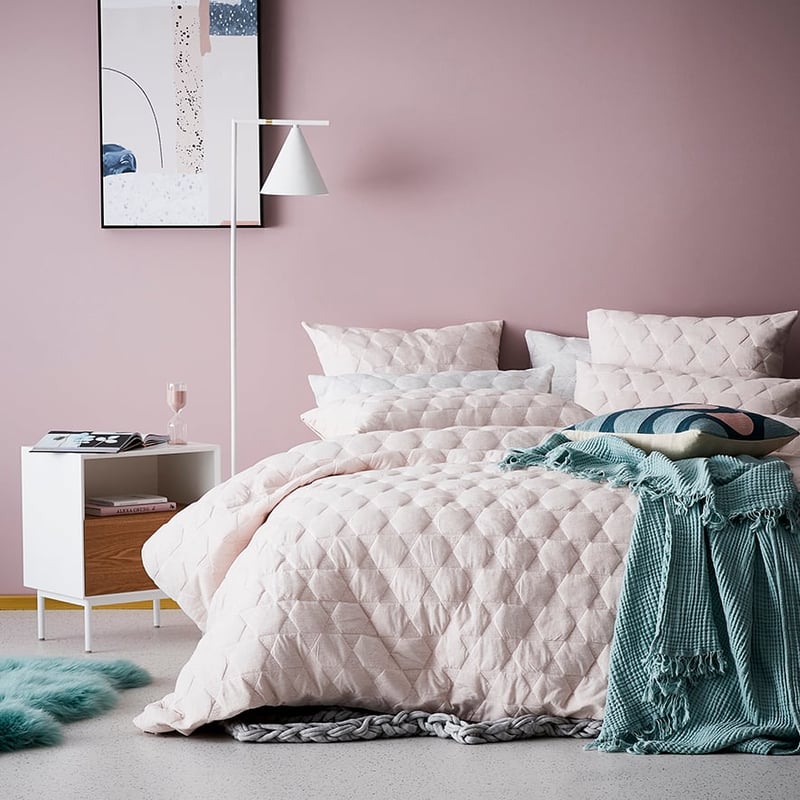 Cordon Quilted Jersey Quilt Cover Pink