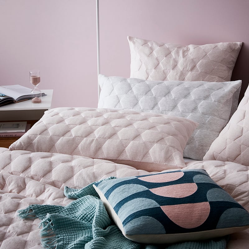 Cordon Quilted Jersey Quilt Cover Pink