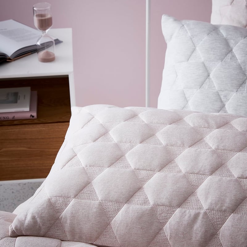 Cordon Quilted Jersey Quilt Cover Pink