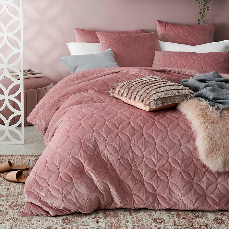 Gigi Quilted Velvet Quilt Cover Lotus