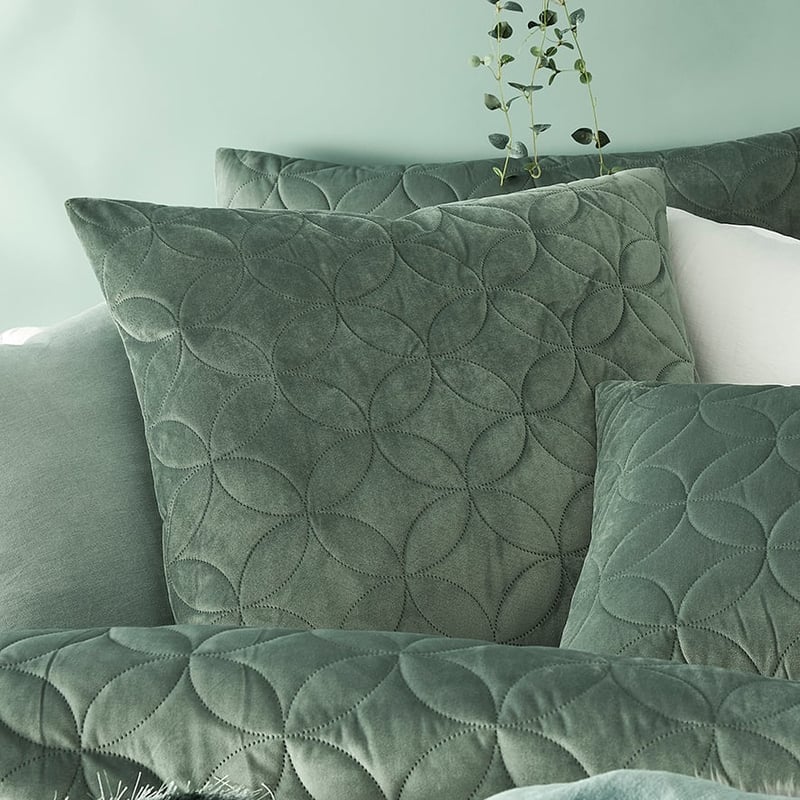 Gigi Quilted Velvet Quilt Cover Sage