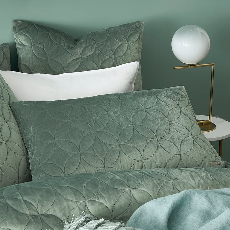 Gigi Quilted Velvet Quilt Cover Sage