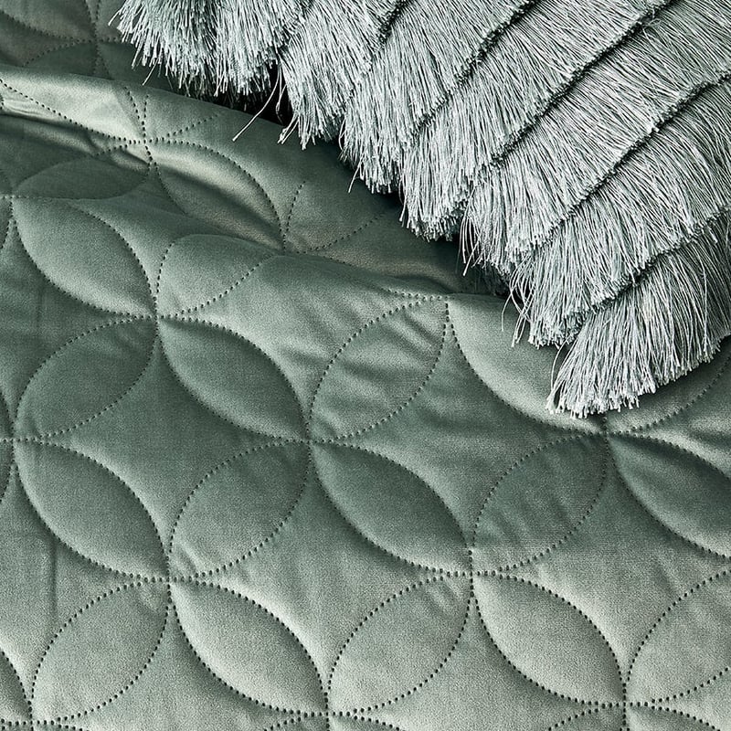 Gigi Quilted Velvet Quilt Cover Sage