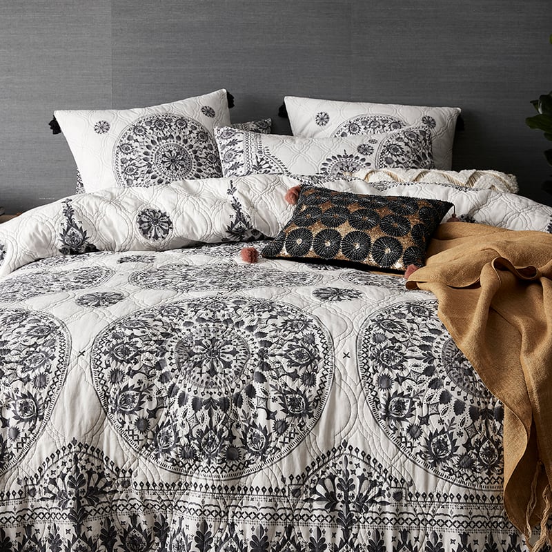 Onie Quilted Quilt Cover Slate