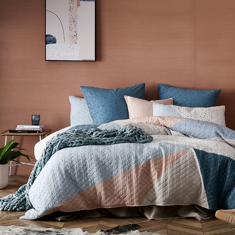 Remi Quilted Quilt Cover Blue