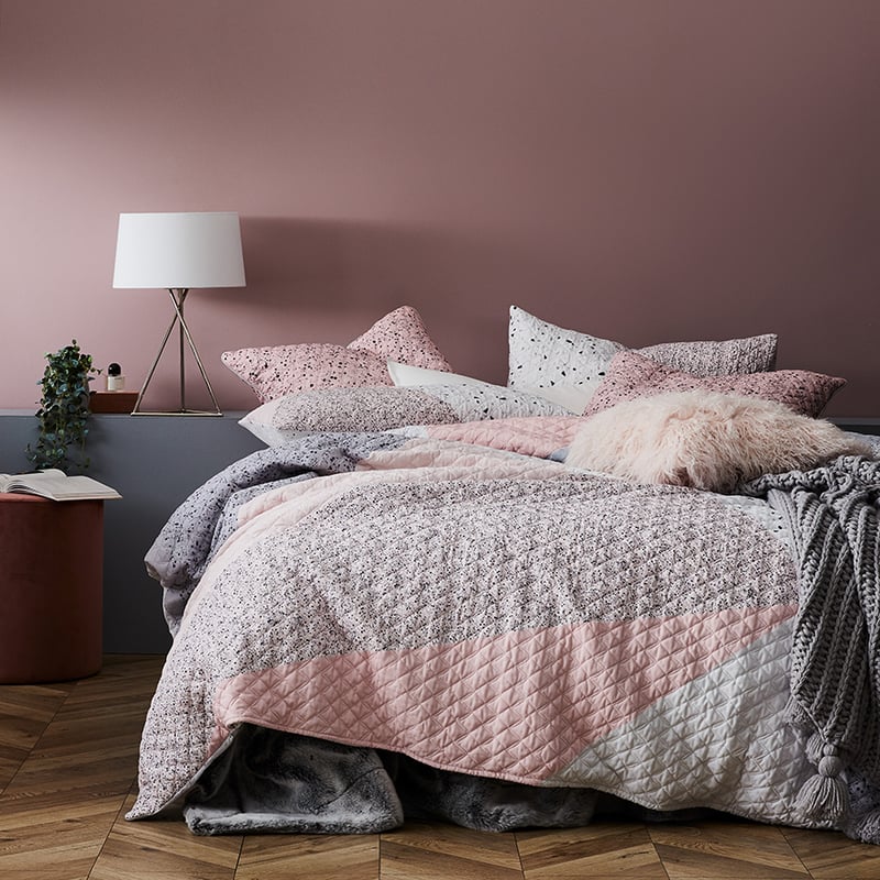 Remi Quilted Quilt Cover in Blush