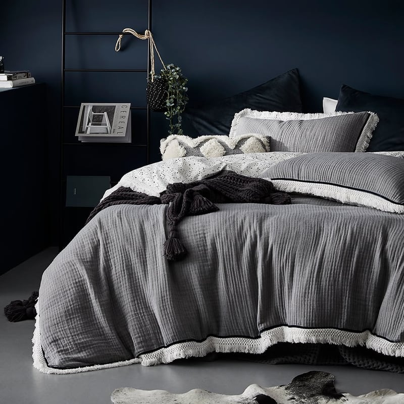 Manya Quilt Cover in Coal