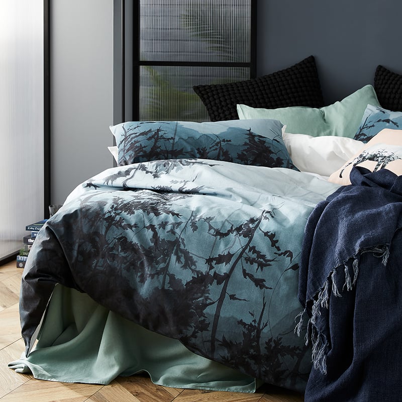 Grey Pine Quilt Cover Set in Ink