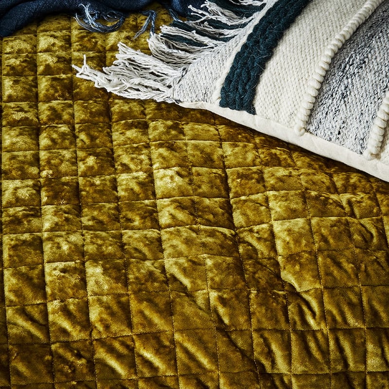 York Quilted Velvet Chartreuse Quilt Cover