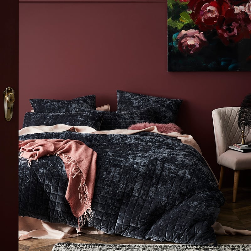 York Quilted Coal Quilt Cover