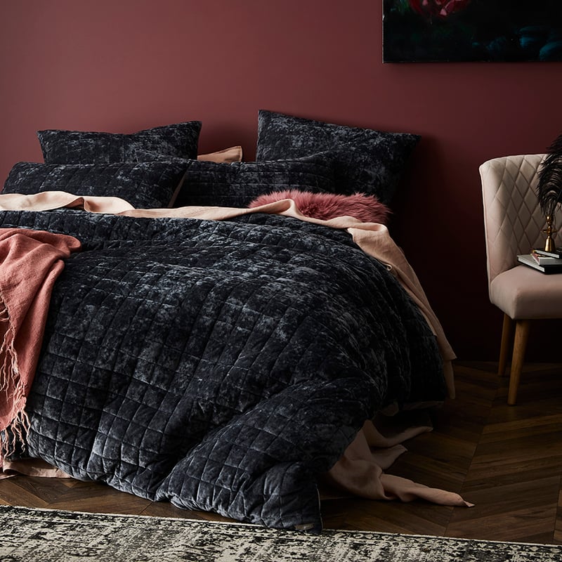 York Quilted Coal Quilt Cover