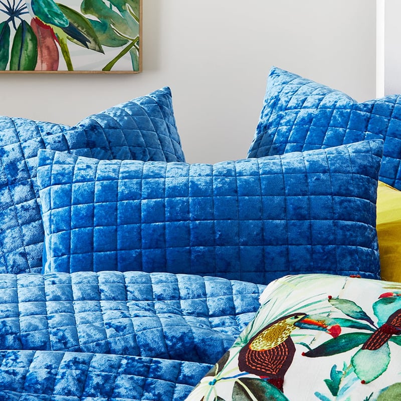 York Quilted Velvet Quilt Cover Cobalt