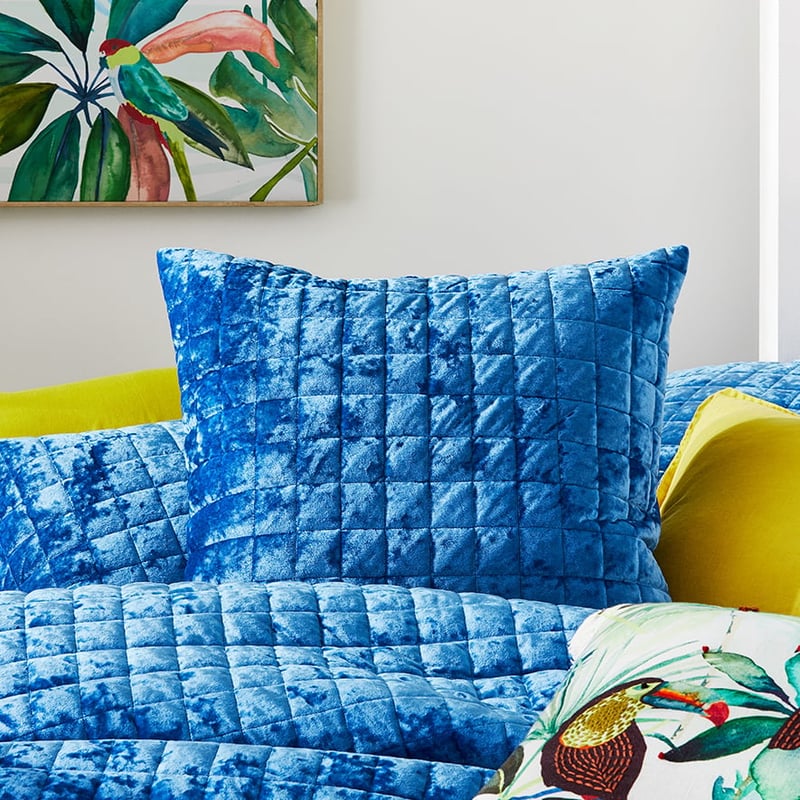 York Quilted Velvet Quilt Cover Cobalt