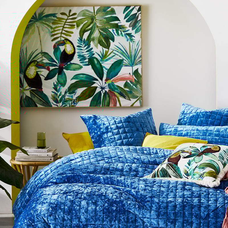 York Quilted Velvet Quilt Cover Cobalt