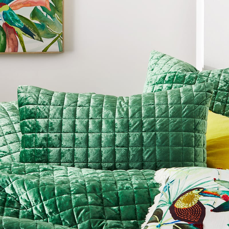 York Quilted Velvet Quilt Cover Jungle Green