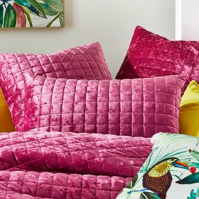 York Quilted Velvet Quilt Cover Magenta
