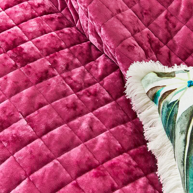 York Quilted Velvet Quilt Cover Magenta