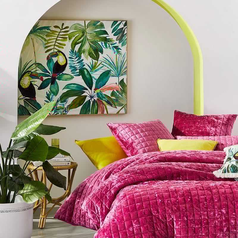 York Quilted Velvet Quilt Cover Magenta