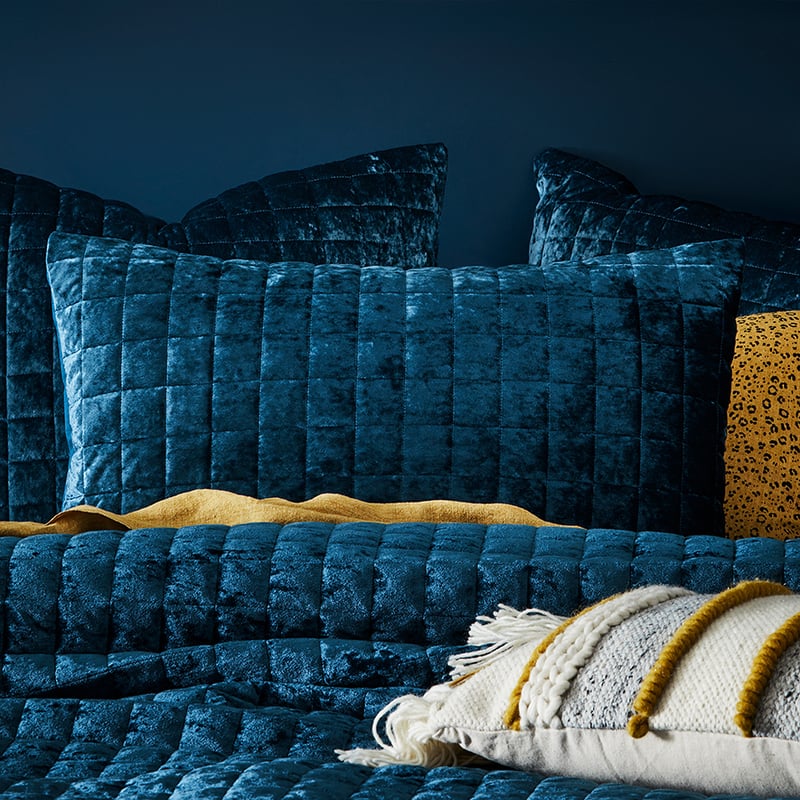 York Quilted Velvet Navy Quilt Cover