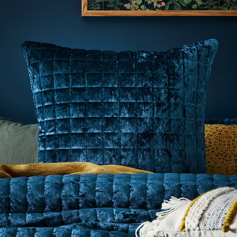 York Quilted Velvet Navy Quilt Cover