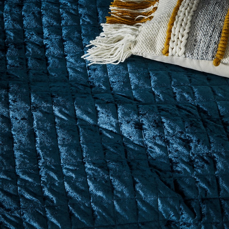 York Quilted Velvet Navy Quilt Cover
