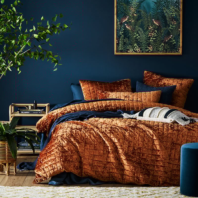 York Quilted Velvet Tobacco Quilt Cover