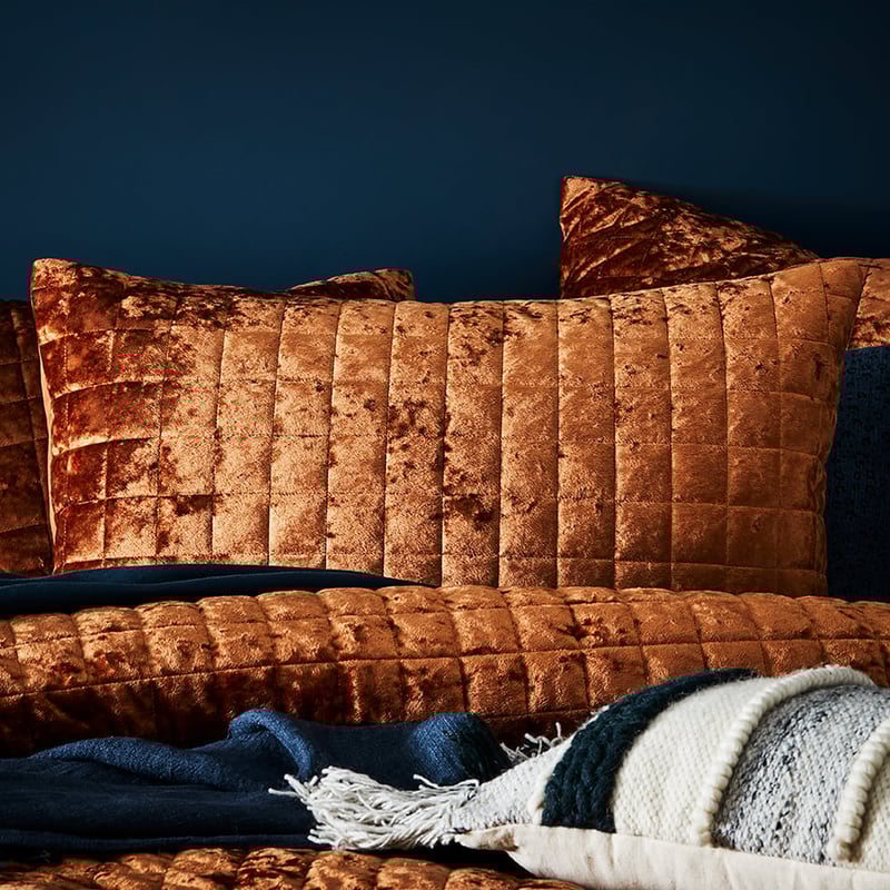 York Quilted Velvet Tobacco Quilt Cover