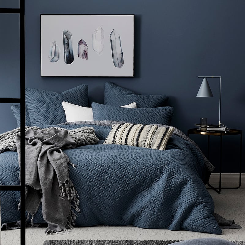 Saxon Quilted Quilt Cover Denim