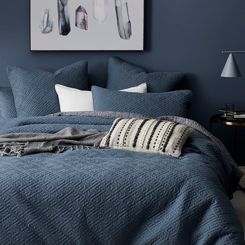 Saxon Quilted Quilt Cover Denim