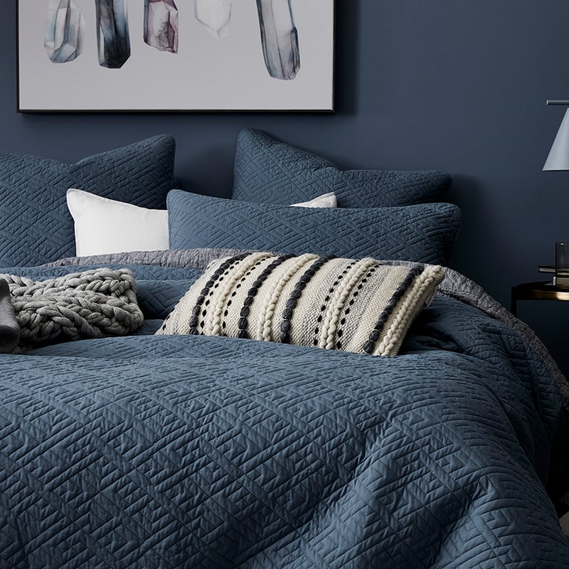 Saxon Quilted Quilt Cover Denim