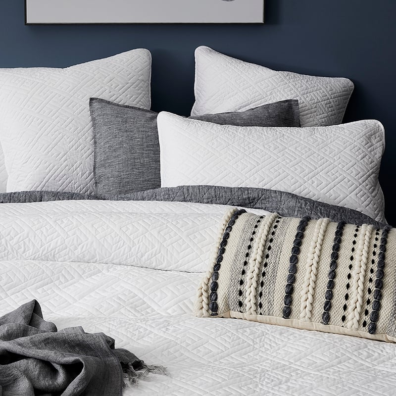Saxon Quilted Quilt Cover White