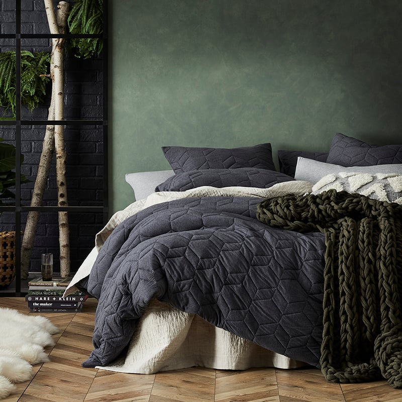 Hampton Bamboo Quilted Quilt Cover Coal