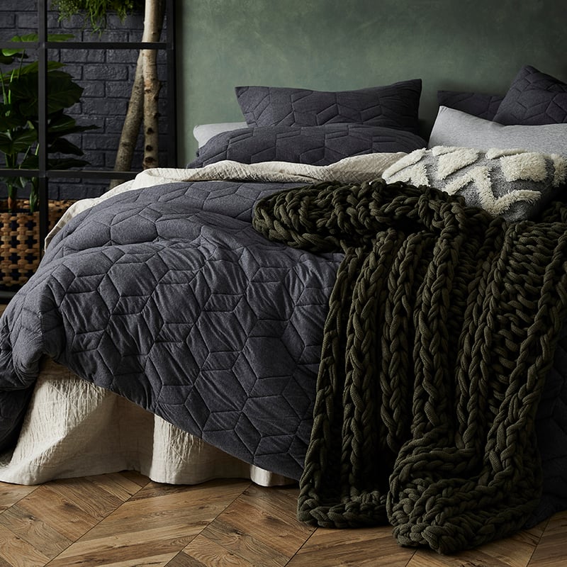 Hampton Bamboo Quilted Quilt Cover Coal