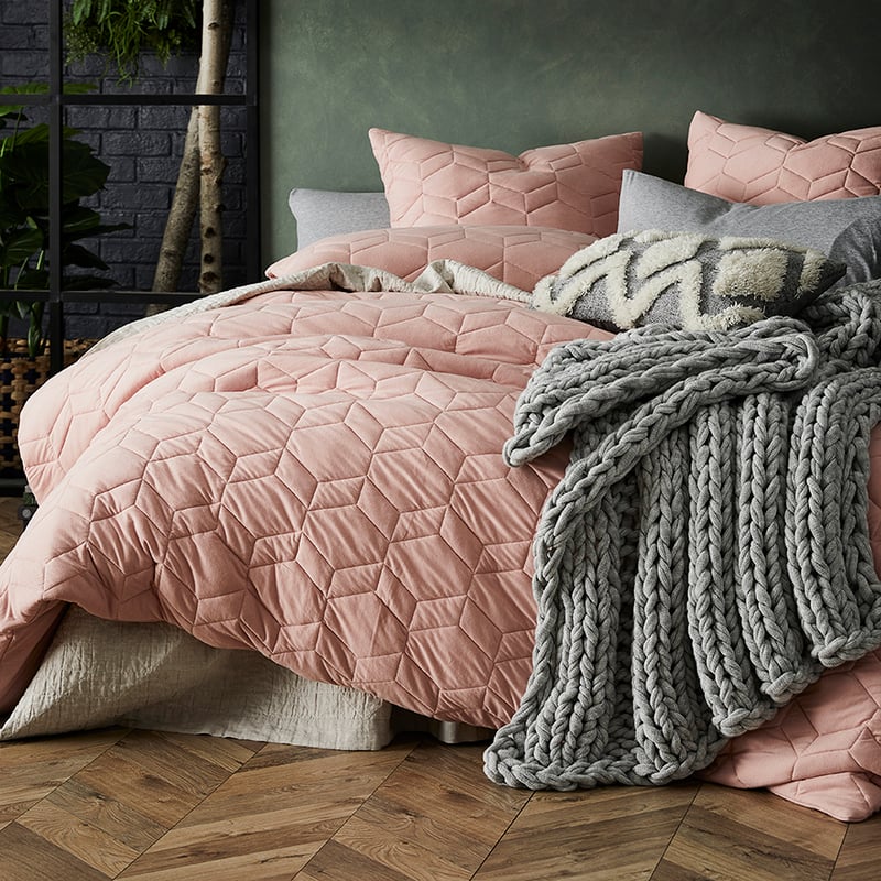 Hampton Bamboo Quilted Quilt Cover Dusty Pink
