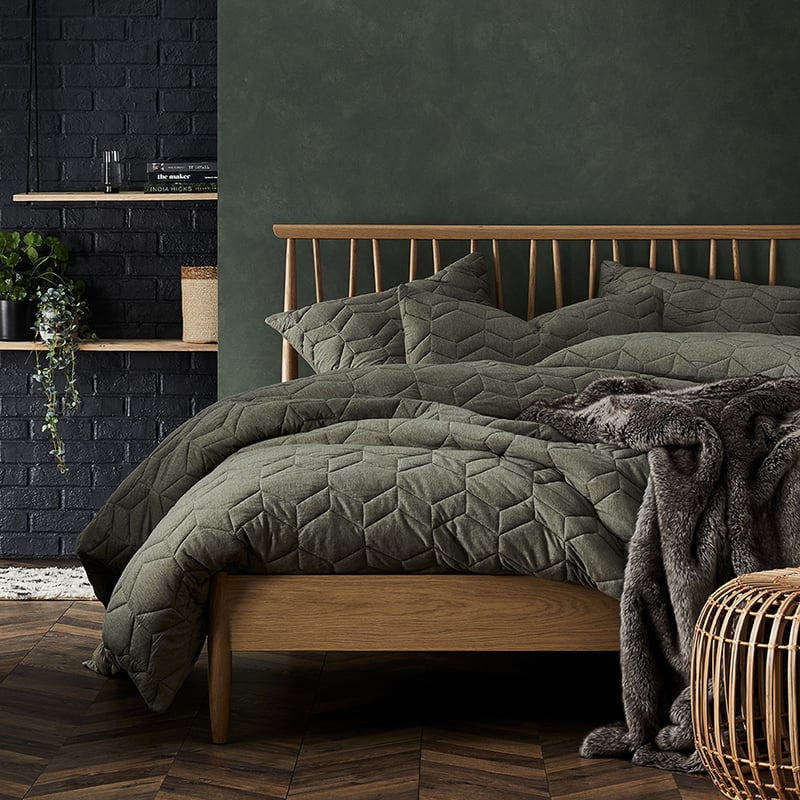 Hampton Bamboo Quilted Quilt Cover Olive