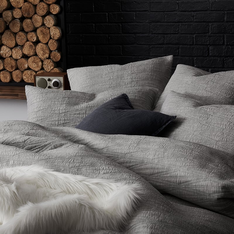 Lewis Quilted Quilt Cover Marle Grey