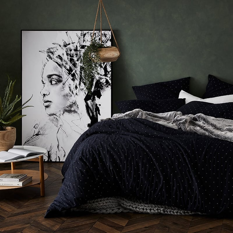 Zena Quilt Cover in Navy